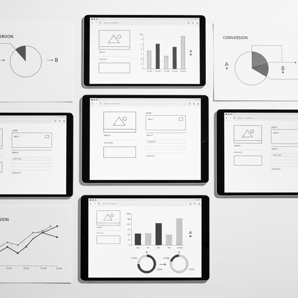 Wireframes e telas de teste A/B — iscas digitais com utilidade